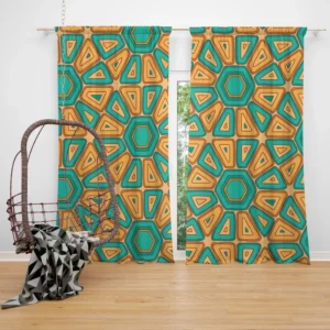 Retro Hexagon Pattern Curtain