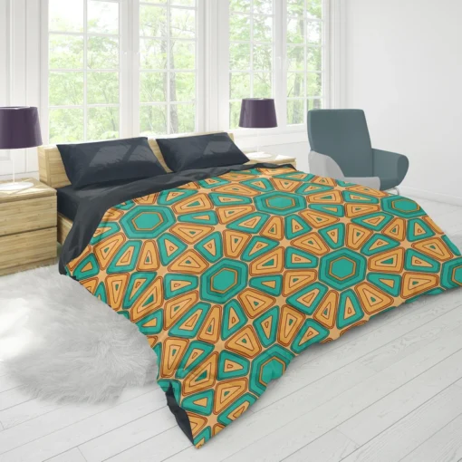 Retro Hexagon Pattern Duvet Cover 1