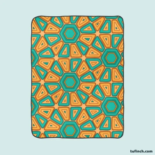 Retro Hexagon Pattern Fleece Blanket 1