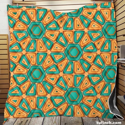 Retro Hexagon Pattern Quilt Blanket