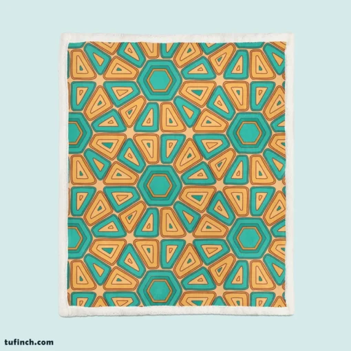 Retro Hexagon Pattern Sherpa Fleece Blanket 1