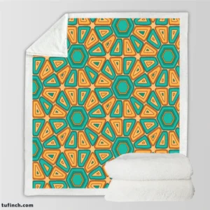 Retro Hexagon Pattern Sherpa Fleece Blanket