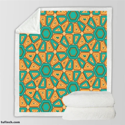 Retro Hexagon Pattern Sherpa Fleece Blanket