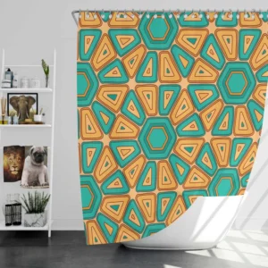 Retro Hexagon Pattern Shower Curtain