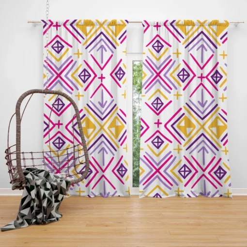 Retro Ikat Folklore Design Curtain