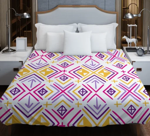 Retro Ikat Folklore Design Duvet Cover