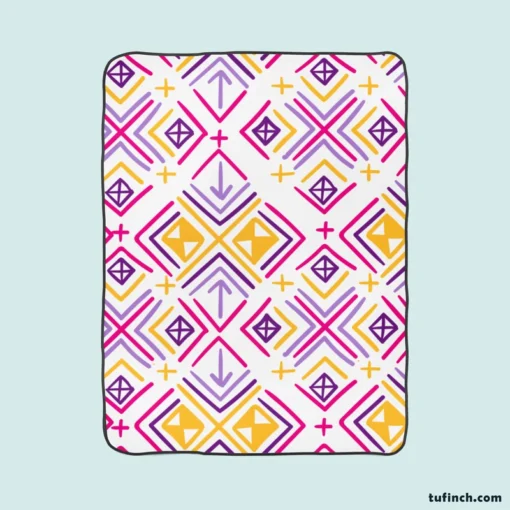 Retro Ikat Folklore Design Fleece Blanket 1