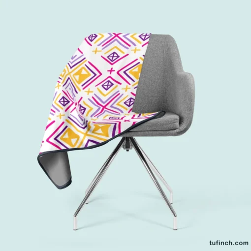 Retro Ikat Folklore Design Fleece Blanket 2