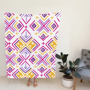 Retro Ikat Folklore Design Fleece Blanket