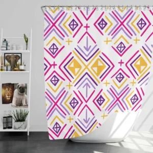 Retro Ikat Folklore Design Shower Curtain