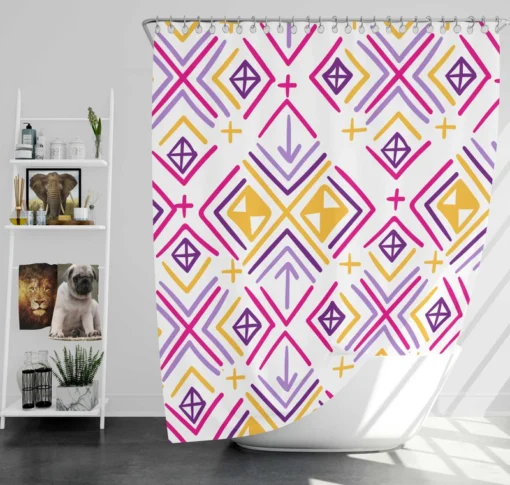 Retro Ikat Folklore Design Shower Curtain