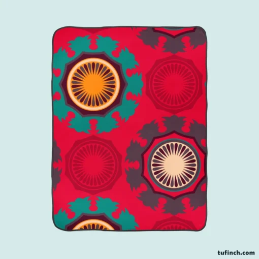 Retro Round Bohemian Pattern Fleece Blanket 1