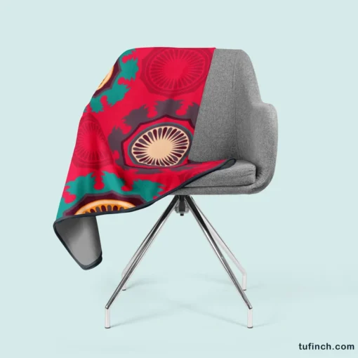 Retro Round Bohemian Pattern Fleece Blanket 2