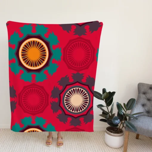 Retro Round Bohemian Pattern Fleece Blanket