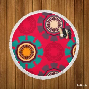 Retro Round Bohemian Pattern Round Beach Towel