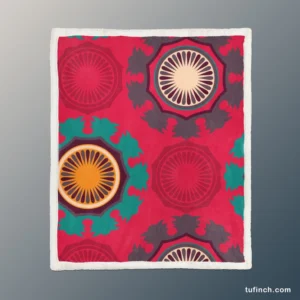 Retro Round Bohemian Pattern Sherpa Fleece Blanket 1