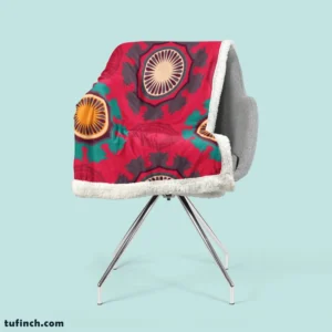 Retro Round Bohemian Pattern Sherpa Fleece Blanket 2