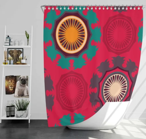 Retro Round Bohemian Pattern Shower Curtain