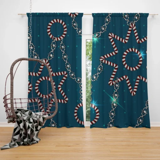 Retro Sketch Golden Chain Design Curtain