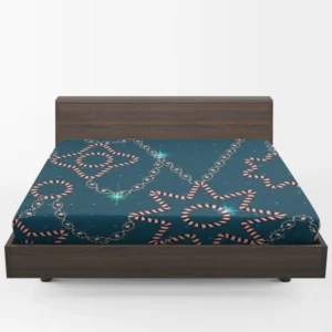 Retro Sketch Golden Chain Design Fitted Sheet 1