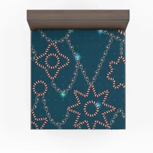 Retro Sketch Golden Chain Design Fitted Sheet