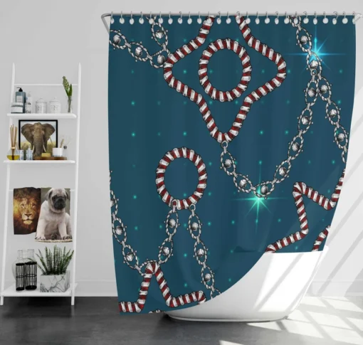 Retro Sketch Golden Chain Design Shower Curtain