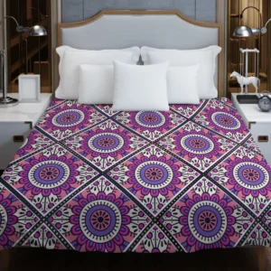 Retro Style Mandala Design Duvet Cover