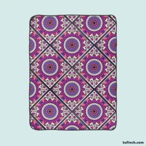 Retro Style Mandala Design Fleece Blanket 1