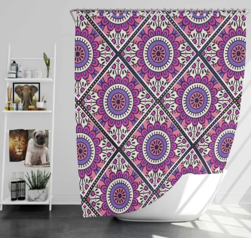 Retro Style Mandala Design Shower Curtain