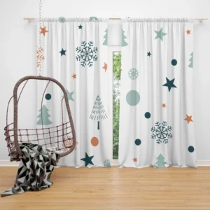 Retro Styled Christmas Pattern Background Curtain