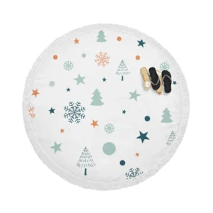 Retro Styled Christmas Pattern Background Round Beach Towel