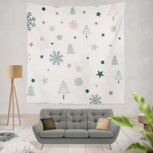 Retro Styled Christmas Pattern Background Wall Tapestry