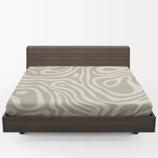 Rhino Gray Organic Abstract Design in Neutral Tones Fitted Sheet 1