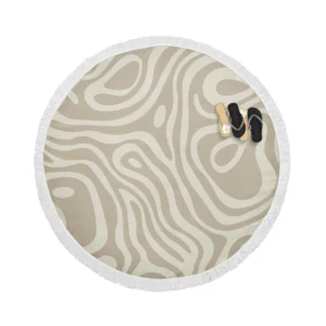 Rhino Gray Organic Abstract Design in Neutral Tones Round Beach Towel