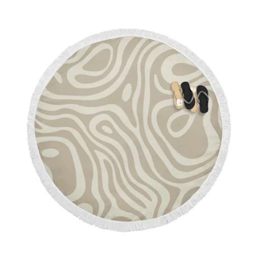 Rhino Gray Organic Abstract Design in Neutral Tones Round Beach Towel