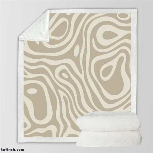 Rhino Gray Organic Abstract Design in Neutral Tones Sherpa Fleece Blanket