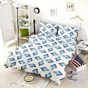 Rhombus Ikat Blue Design Bedding Set