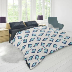 Rhombus Ikat Blue Design Duvet Cover 1