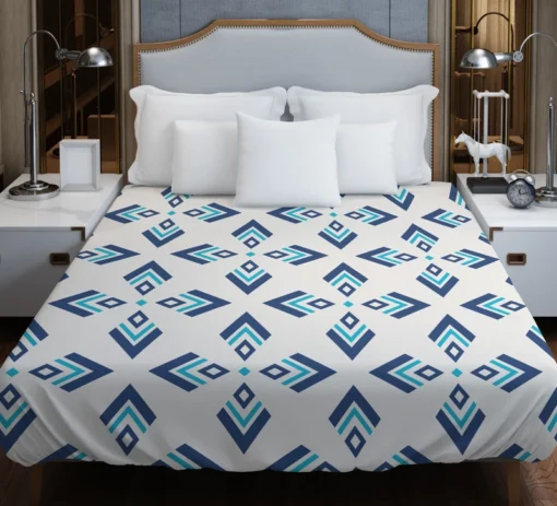 Rhombus Ikat Blue Design Duvet Cover