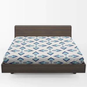 Rhombus Ikat Blue Design Fitted Sheet 1