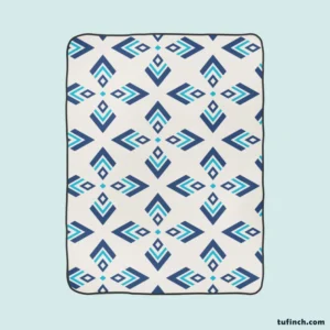 Rhombus Ikat Blue Design Fleece Blanket 1