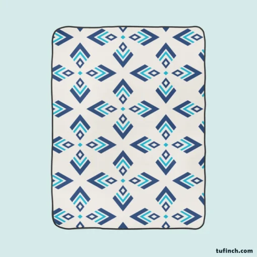 Rhombus Ikat Blue Design Fleece Blanket 1