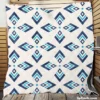 Rhombus Ikat Blue Design Quilt Blanket