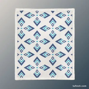 Rhombus Ikat Blue Design Sherpa Fleece Blanket 1