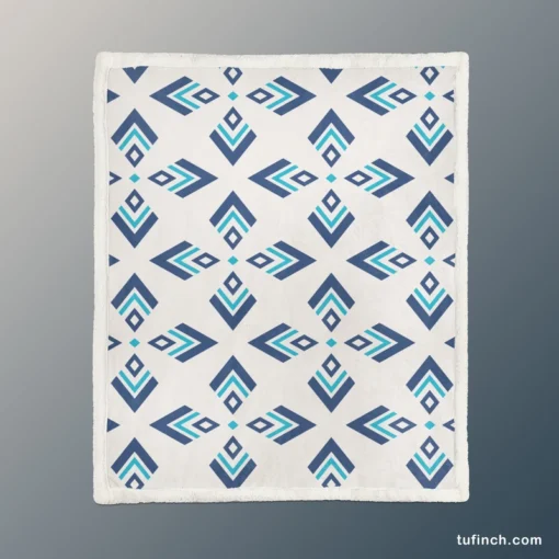 Rhombus Ikat Blue Design Sherpa Fleece Blanket 1