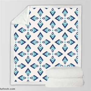 Rhombus Ikat Blue Design Sherpa Fleece Blanket