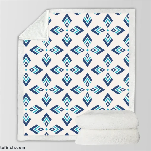 Rhombus Ikat Blue Design Sherpa Fleece Blanket