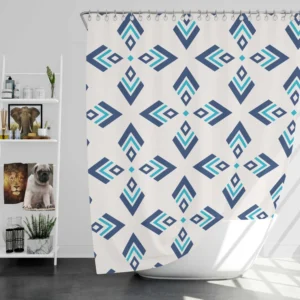 Rhombus Ikat Blue Design Shower Curtain