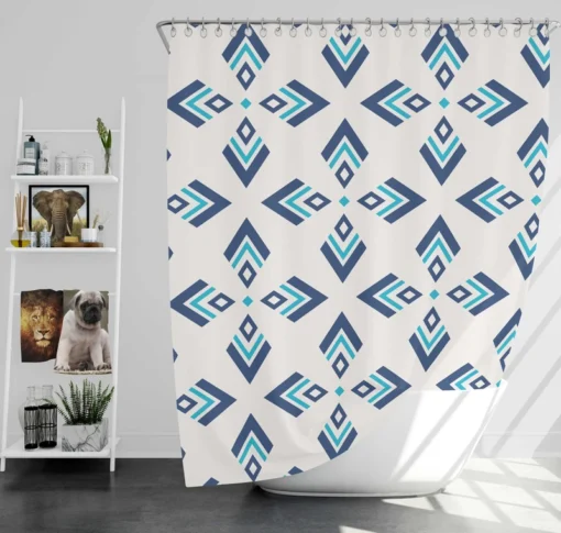 Rhombus Ikat Blue Design Shower Curtain