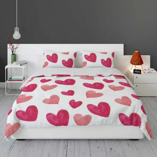 Romantic Pink Love Hearts Bedding Set 1